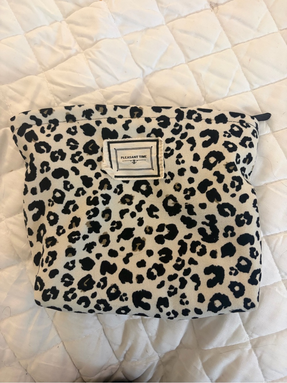 Leopard Print Cosmetic Pouch - Black & Cream